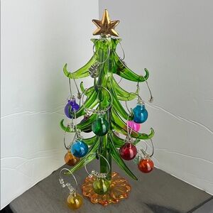 Glass Christmas Tree with Colorful Ornaments (wine/cup IDs)